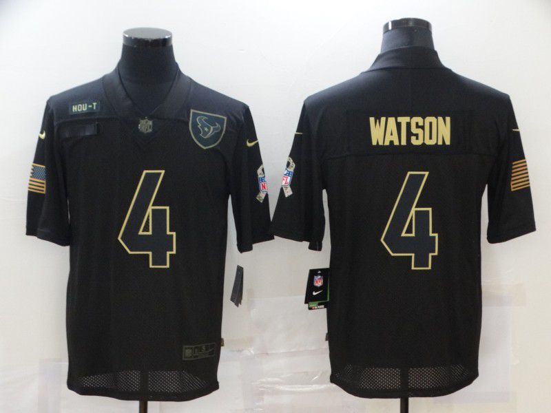 Men Houston Texans #4 Watson Black gold lettering 2020 Nike NFL Jersey->houston texans->NFL Jersey